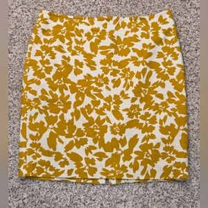Loft Floral Print Pencil Skirt in Mustard and White 10 Petite.